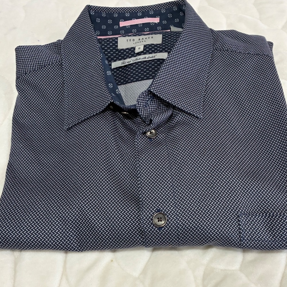 Ted Baker London Mens Shirt Dress Shirt‎ Long Sleeve Patterned Career Size 6/2XL